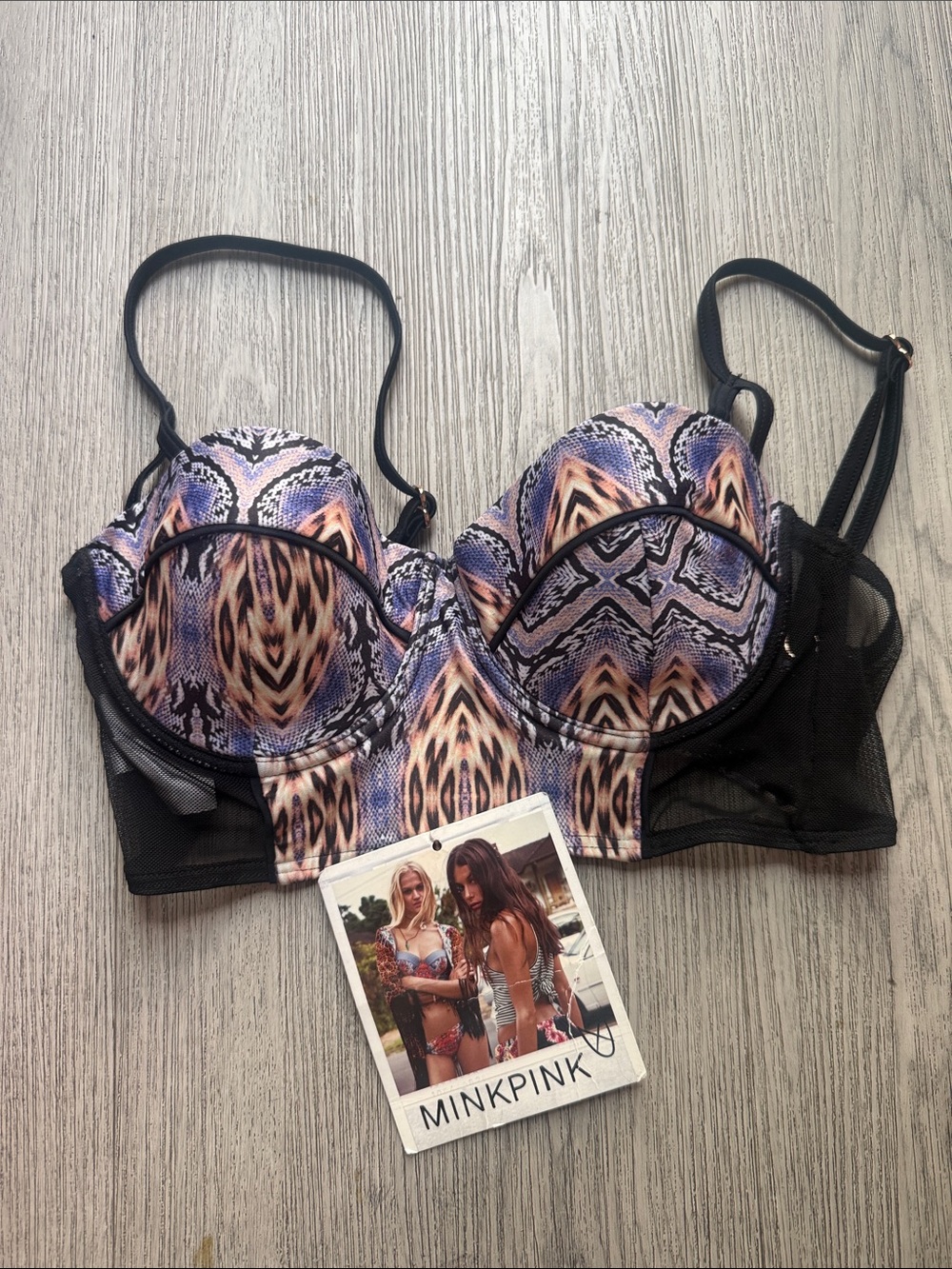 MINKPINK Purple Multi Printed Underwire Bralette